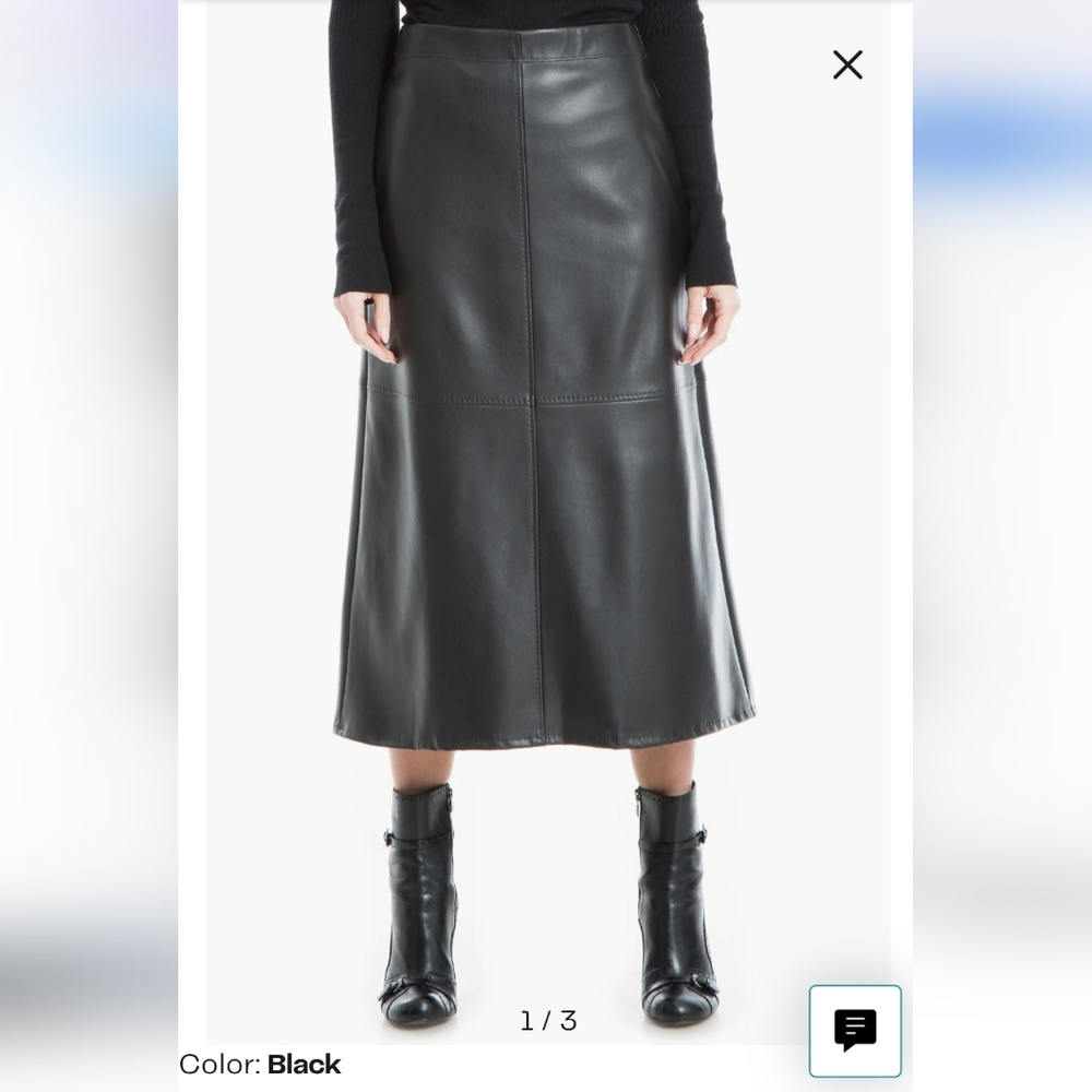 Elegant Black Women's Faux Leather Skirt - L
